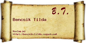 Bencsik Tilda névjegykártya